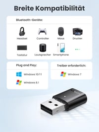 UGREEN Bluetooth 5.0 USB adapter Windows PC laptop egér billentyűzet fülhallgató 4