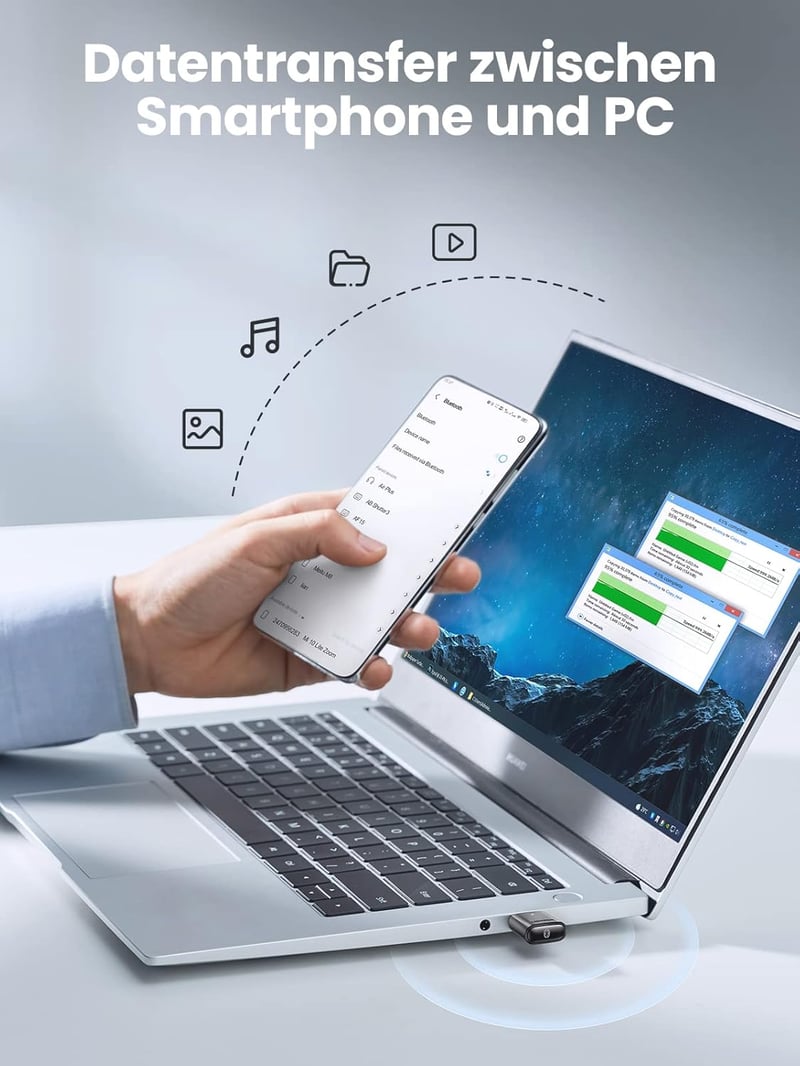 UGREEN Bluetooth 5.0 USB adapter Windows PC laptop egér billentyűzet fülhallgató