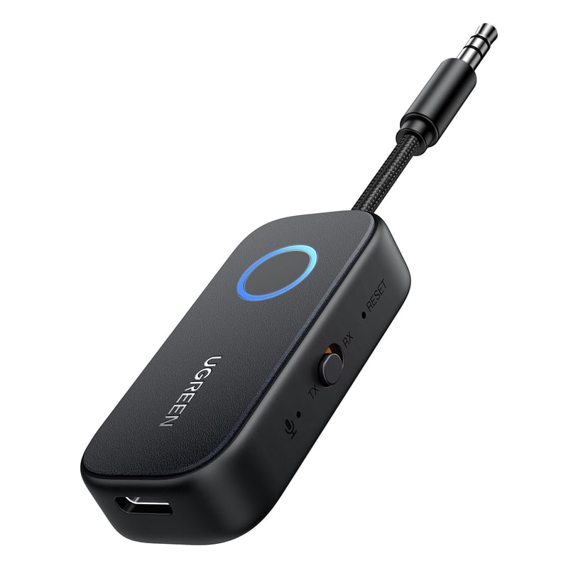 Bluetooth 5.2 adaptér UGREEN (vysielač a prijímač), 28-hodinová výdrž batérie, 2 v 1, dosah 10 m, mikrofón, pre TV, slúchadlá, reproduktory, do auta