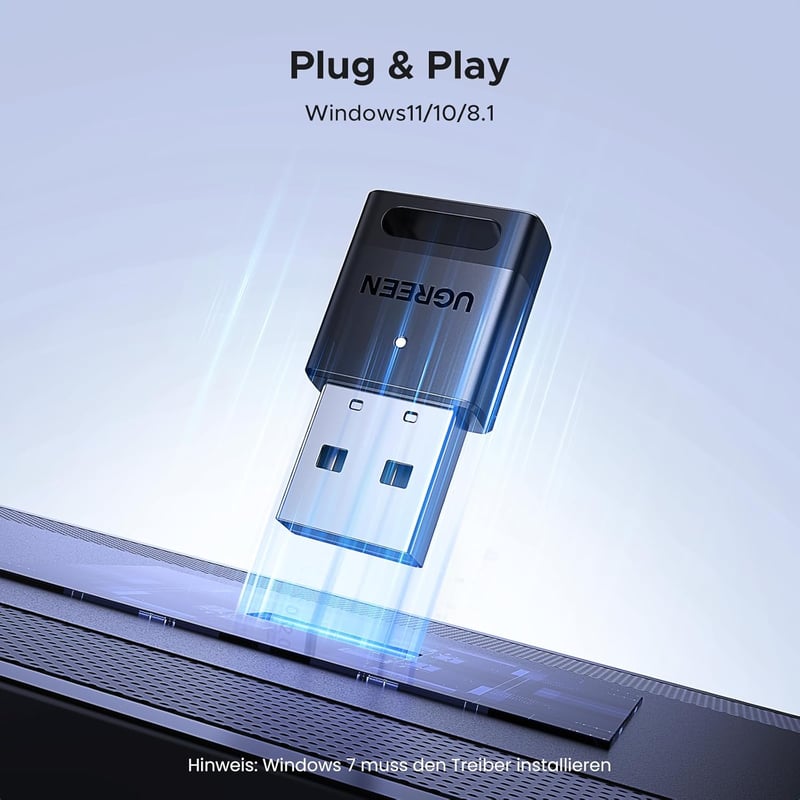 UGREEN Bluetooth 5.4 Adapter USB Dongle PC-hez, Vezeték Nélküli Stick Egér Billentyűzet Fejhallgató Telefon Kontroller Csatlakoztatásához Wi