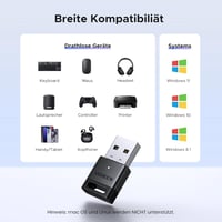 UGREEN Bluetooth 5.4 Adapter USB Dongle PC-hez, Vezeték Nélküli Stick Egér Billentyűzet Fejhallgató Telefon Kontroller Csatlakoztatásához Wi 4