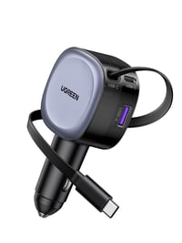 Autonabíjačka UGREEN do zapaľovača 75W s výsuvným káblom USB-C, rýchle nabíjanie, kompatibilná s iPhone, Samsung Galaxy, iPad, 12V adaptér do auta 1