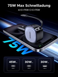 Autonabíjačka UGREEN do zapaľovača 75W s výsuvným káblom USB-C, rýchle nabíjanie, kompatibilná s iPhone, Samsung Galaxy, iPad, 12V adaptér do auta 2