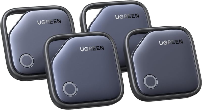 Localizator GPS UGREEN FineTrack compatibil cu Apple Find My, pentru chei, bagaje sau pașaport, cu baterie înlocuibilă, durată de viață 24 de luni, 4 bucăți