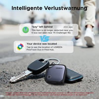UGREEN FineTrack Duo, set de 4 trackere GPS reîncărcabile prin USB-C pentru iOS și Android, compatibile cu Apple Find My sau Google Find My Device, autonomie 12 luni, pentru chei, bagaje 6