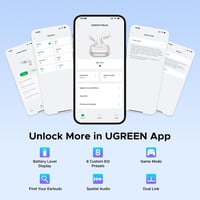 Căști wireless Bluetooth cu design open-ear UGREEN FitBuds, anularea zgomotului cu 4 microfoane pentru apeluri, conectare la două dispozitive, 28 de ore de autonomie, certificare IPX5 și suport pentru aplicație 9