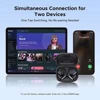 Căști wireless Bluetooth cu design open-ear UGREEN FitBuds, anularea zgomotului cu 4 microfoane pentru apeluri, conectare la două dispozitive, 28 de ore de autonomie, certificare IPX5 și suport pentru aplicație 8