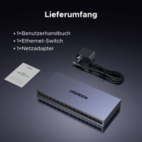 16-portový gigabitový ethernetový switch UGREEN, 10/100/1000 Mbps, RJ45, podpora VLAN, kovové puzdro, pre kancelárske a domáce siete, PC, tlačiareň, kamera, router 9