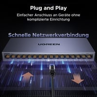 16-portový gigabitový ethernetový switch UGREEN, 10/100/1000 Mbps, RJ45, podpora VLAN, kovové puzdro, pre kancelárske a domáce siete, PC, tlačiareň, kamera, router 8