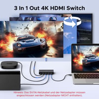 HDMI prepínač UGREEN 3 v 1, 4K 60Hz s diaľkovým ovládaním, HDR10+, 3D, Dolby Atmos, HDCP 2.2 pre PS5, PS4, Xbox, Roku, Fire Stick a Blu-Ray prehrávače 2