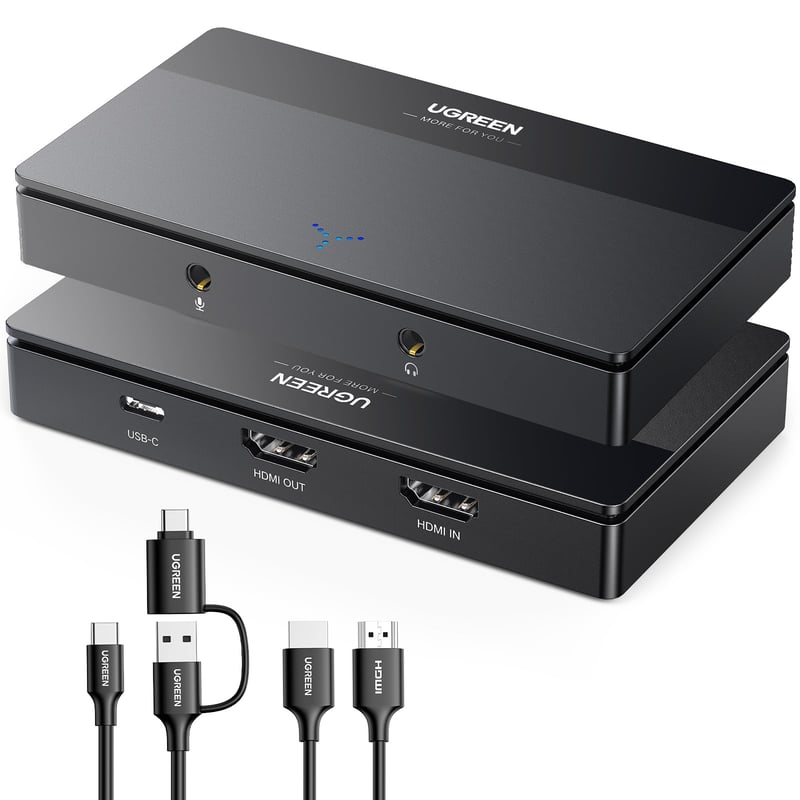 Placă de captură video UGREEN HDMI la USB-C 3.0, Loop-Out 4K 60Hz, înregistrare 1080P 60FPS, cu suport audio și microfon