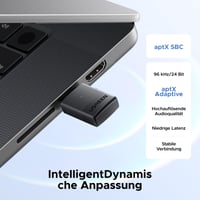 UGREEN LE Audio Bluetooth 5.4 USB adaptér, LC3 Auracast vysielač, aptX Low Latency, pre PC, Mac a hernú konzolu PS5, dvojrežimový bezdrôtový adaptér 3