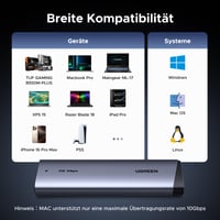 Externý box UGREEN na M.2 NVMe a SATA SSD, 20 Gbps USB 3.2 Gen 2x2, hliníkové puzdro na disk pre formáty 2230/2242/2260/2280 s podporou UASP a TRIM 8