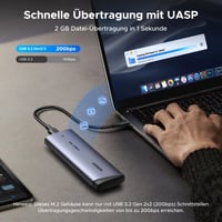 Externý box UGREEN na M.2 NVMe a SATA SSD, 20 Gbps USB 3.2 Gen 2x2, hliníkové puzdro na disk pre formáty 2230/2242/2260/2280 s podporou UASP a TRIM 2
