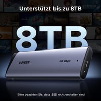 Externý box UGREEN na M.2 NVMe a SATA SSD, 20 Gbps USB 3.2 Gen 2x2, hliníkové puzdro na disk pre formáty 2230/2242/2260/2280 s podporou UASP a TRIM 4
