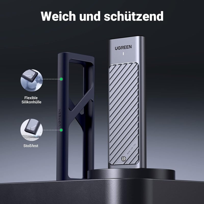 UGREEN M.2 NVMe SATA SSD Ház USB 3.2 Gen 2 10Gbps - Alumínium Külső Tok Hűtőpaddal 2280/2242/2230/2260 Méretekhez, 970 EVO Plus és Mac Mini 