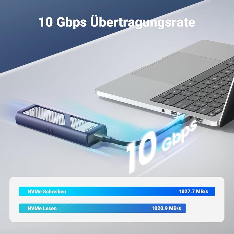 UGREEN M2 NVMe SSD ház USB 3.2 Gen 2 alumínium hűtőpárnával 2280/2242/2230