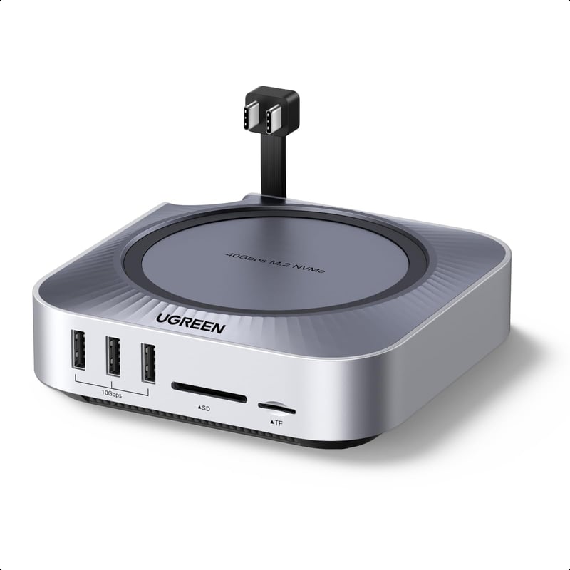 Dokovacia stanica UGREEN pre Mac Mini M4, 40 Gb/s M.2 NVMe SSD box, 5x 10 Gb/s USB port, HDMI 8K 30 Hz duálny displej, SD/TF 4.0, 3,5 mm jack – pre Mac Mini M4/M4 Pro