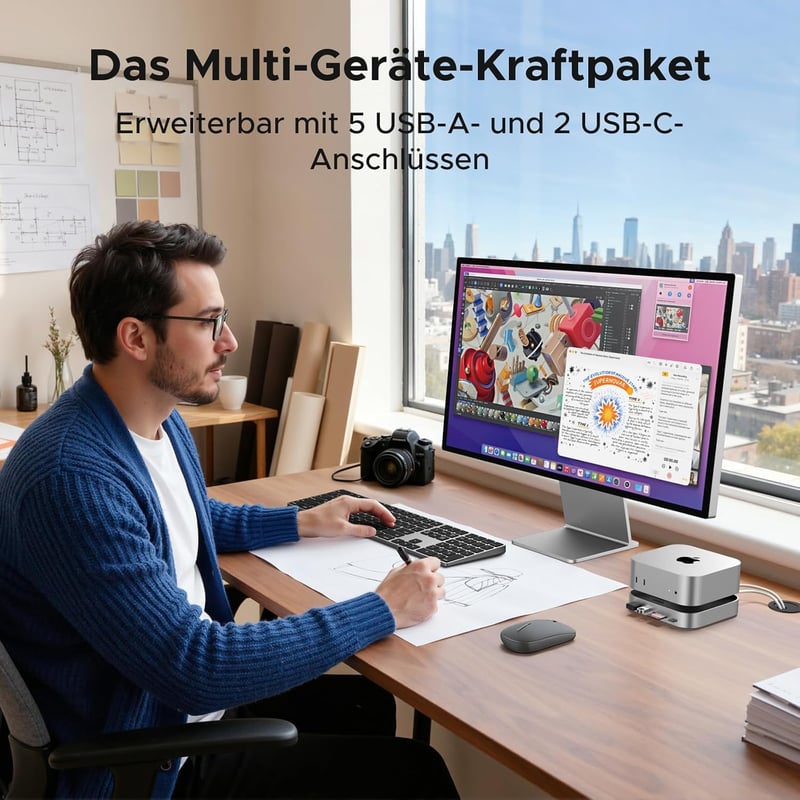 UGREEN Mac Mini M4 dokkoló NVMe SSD tárolóval, 10Gbps USB hub