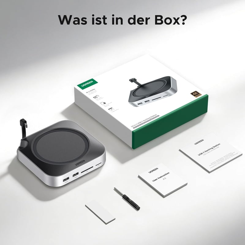 UGREEN Mac Mini M4 dokkoló NVMe SSD tárolóval, 10Gbps USB hub