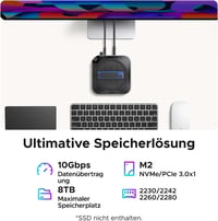 UGREEN Mac Mini M4 dokkoló NVMe SSD tárolóval, 10Gbps USB hub 2