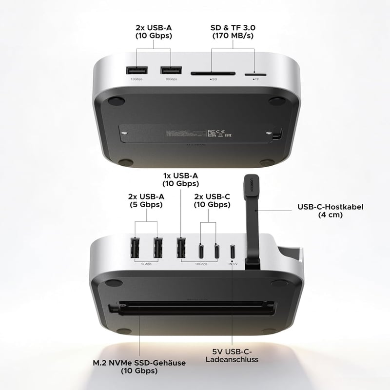 UGREEN Mac Mini M4 dokkoló NVMe SSD tárolóval, 10Gbps USB hub