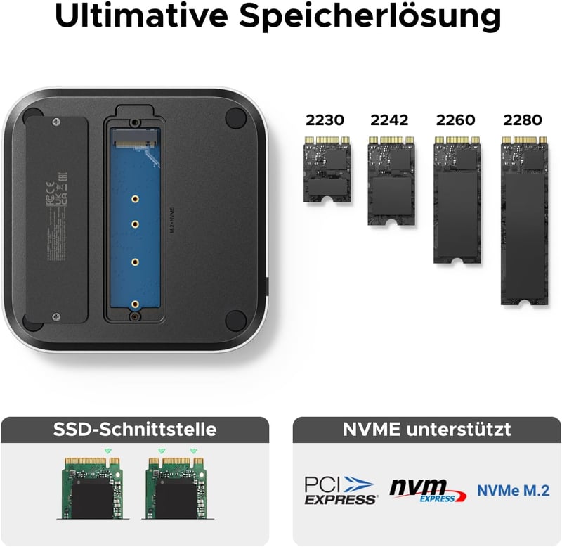 UGREEN Mac Mini M4 dokkoló NVMe SSD tárolóval, 10Gbps USB hub