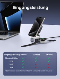 Skladacia bezdrôtová nabíjacia stanica UGREEN MagFlow Qi2 15W 2 v 1 pre iPhone 16/15/14/13/12 a AirPods, kompatibilná s MagSafe 8