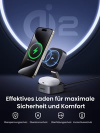 Skladacia bezdrôtová nabíjacia stanica UGREEN MagFlow Qi2 15W 2 v 1 pre iPhone 16/15/14/13/12 a AirPods, kompatibilná s MagSafe 4