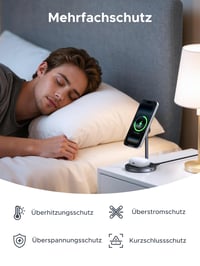 Bezdrôtová nabíjacia stanica UGREEN MagFlow Qi2 MagSafe 2 v 1, 15 W, kompatibilná s iPhone 17/16/15/14/13/12 a AirPods 4/3/2/Pro 6