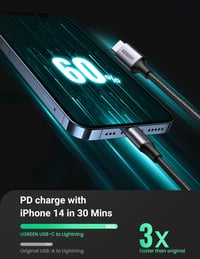 Kábel UGREEN MFi certifikovaný USB-C Lightning pre iPhone 11 Pro Max X XS XR 8 Plus – opletený nylonom 2