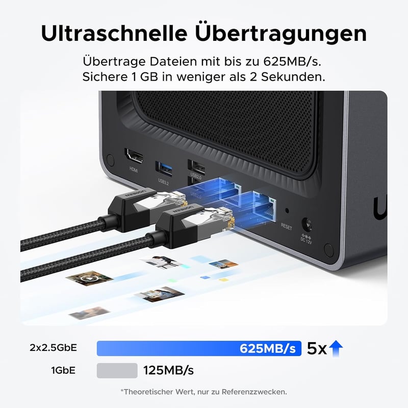 UGREEN NASync DXP4800 4-Bay NAS Szerver, Intel N100 Quad-Core, 8GB DDR5, 2×2.5GbE LAN, 2×M.2 NVMe, 4K HDMI, Otthoni és Irodai Adattárolás