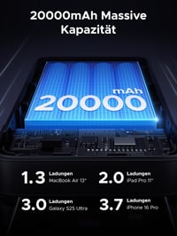 UGREEN Nexode 20000 mAh Power Bank 100W Gyorstöltéssel, 3 Portos USB-C Külső Akkumulátor Digitális Kijelzővel, MacBook, iPhone, Galaxy Kompa 3