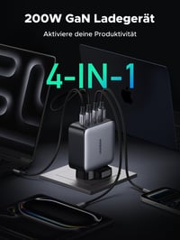 Nabíjačka UGREEN Nexode 200W USB-C, 4-portový GaN sieťový adaptér, rýchle nabíjanie PD3.1 140W, pre MacBook, iPhone a zariadenia Galaxy 4