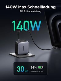 Nabíjačka UGREEN Nexode 200W USB-C, 4-portový GaN sieťový adaptér, rýchle nabíjanie PD3.1 140W, pre MacBook, iPhone a zariadenia Galaxy 5