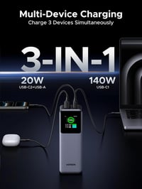 UGREEN Nexode 25000mAh 200W Power Bank 3 portos USB-C gyorstöltő iPhone MacBook Galaxy 6