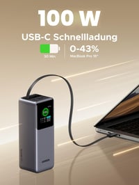 Power banka UGREEN Nexode Pro 20000 mAh so 165W rýchlym nabíjaním a 65 cm zaťahovacím káblom pre iPhone 17/16/15, Galaxy S25, MacBook a notebooky Dell 2