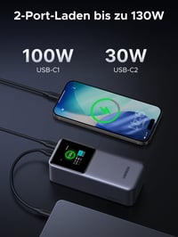 Powerbank UGREEN Nexode Pro 20 000 mAh, rýchle nabíjanie 130 W, prenosná nabíjačka s 3 portami USB-C, digitálny displej, kompatibilná s iPhone, iPad, Galaxy a notebookmi 7