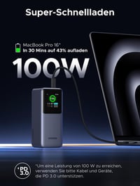 Powerbank UGREEN Nexode Pro 20 000 mAh, rýchle nabíjanie 130 W, prenosná nabíjačka s 3 portami USB-C, digitálny displej, kompatibilná s iPhone, iPad, Galaxy a notebookmi 2