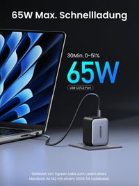 UGREEN Nexode X 65W USB-C GaN mini nabíjačka, 3-portová, PD PPS 45W rýchlonabíjačka, kompatibilná s MacBook Air M2, iPhone a Galaxy S25 2