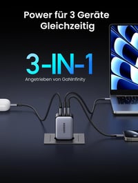 UGREEN Nexode X 65W USB-C GaN mini nabíjačka, 3-portová, PD PPS 45W rýchlonabíjačka, kompatibilná s MacBook Air M2, iPhone a Galaxy S25 4