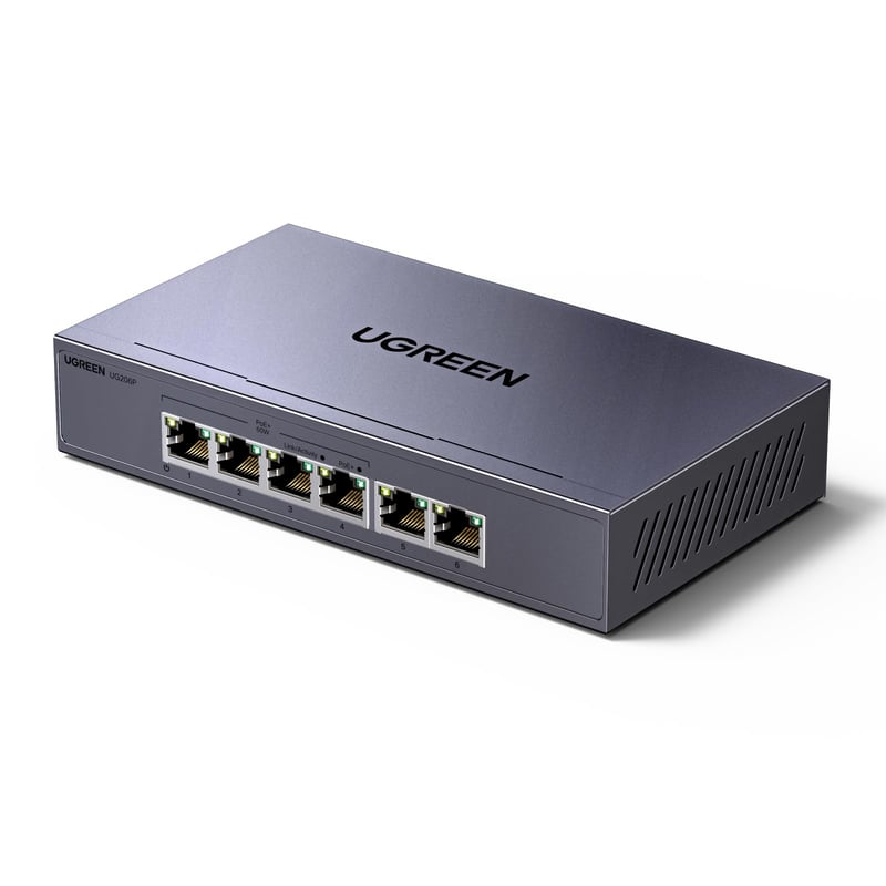 UGREEN PoE gigabitni switch s 6 portova, 60W, VLAN, metalno kućište