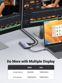 UGREEN Revodok 10-in-1 USB-C Dokkoló Állomás Kettős Kijelzővel - HDMI, VGA, 3 USB 3.0, 100W PD, Ethernet - MacBook, Surface Kompatibilis 9