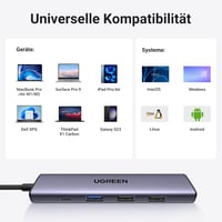 UGREEN Revodok 105 USB-C Hub 100W PD Töltéssel, 4K HDMI, 3x USB-A Port Multiport Adapter MacBook iPad iPhone Samsung Laptop 9