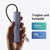 UGREEN Revodok 105 USB-C Hub 100W PD Töltéssel, 4K HDMI, 3x USB-A Port Multiport Adapter MacBook iPad iPhone Samsung Laptop 6