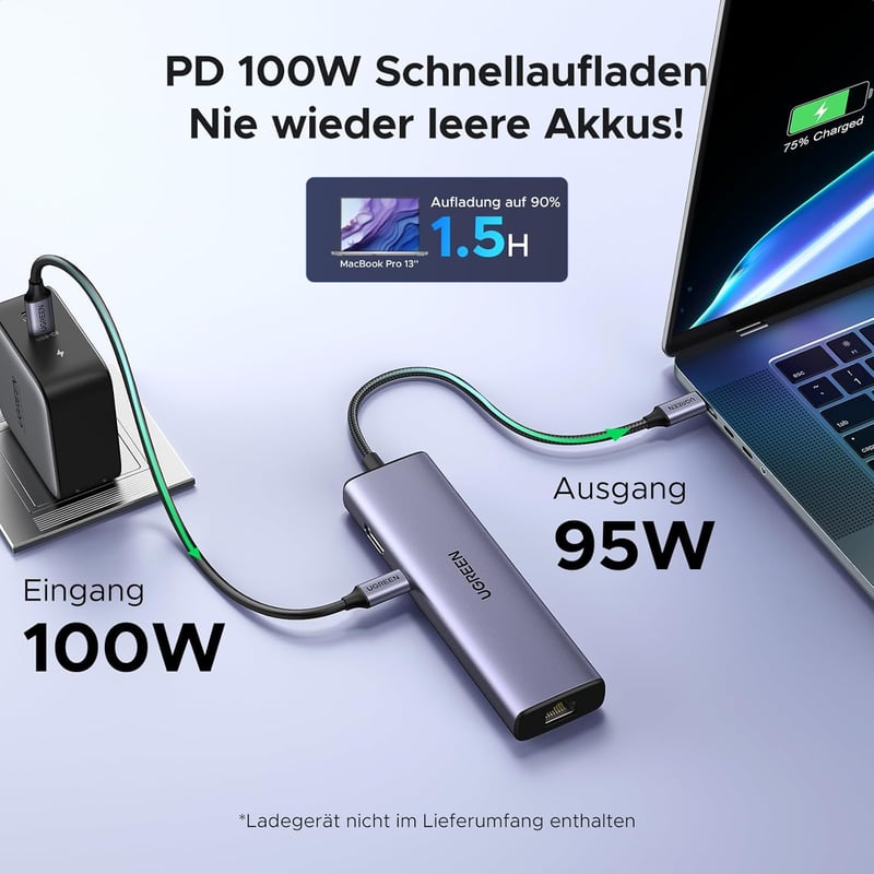 UGREEN Revodok 1061 USB C Hub Ethernet Dokkoló - 4K HDMI, 100W PD, 3 USB-A Port, Gigabit LAN, iPhone 17, MacBook, iPad, Surface, Galaxy Komp