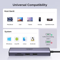 UGREEN Revodok 107 USB-C Hub 7 az 1-ben - 4K 60Hz HDMI, Ethernet, 100W PD, SD/TF, 2 USB 3.0 - iPhone, MacBook, iPad, Surface kompatibilis 7