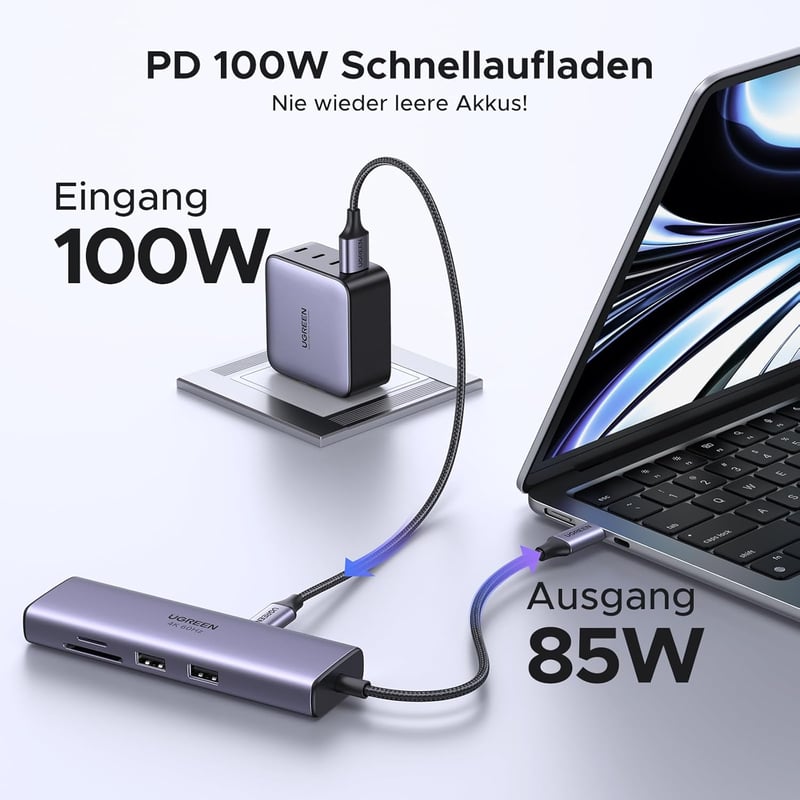 UGREEN Revodok 107 USB-C Hub 7 az 1-ben - 4K 60Hz HDMI, Ethernet, 100W PD, SD/TF, 2 USB 3.0 - iPhone, MacBook, iPad, Surface kompatibilis