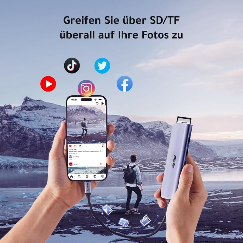 UGREEN Revodok 1071 USB C Hub 7 az 1-ben - 4K HDMI, 100W PD, USB 3.0, SD/TF Kártyaolvasó - iPhone, MacBook, iPad, Surface, Galaxy, Steam Dec