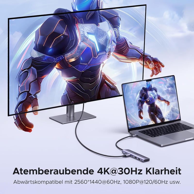 UGREEN Revodok 1071 USB C Hub 7 az 1-ben - 4K HDMI, 100W PD, USB 3.0, SD/TF Kártyaolvasó - iPhone, MacBook, iPad, Surface, Galaxy, Steam Dec